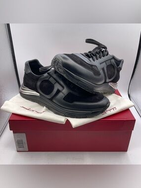 Salvatore Ferragamo Brooklyn 717045 Nero Buc Suede Calf Men’s Size 11
